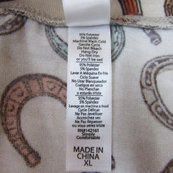 XL Lularoe Christy V Neck Tee Horseshoe Rare HTF Print - Picture 2 of 3